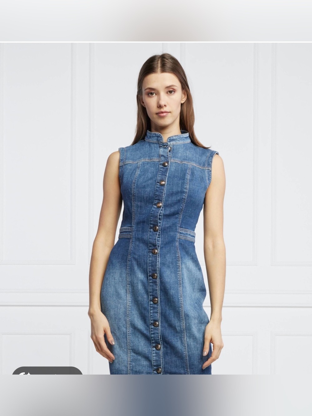 Guess MARISSA Denim Button Up Blue Midi Dress Size M